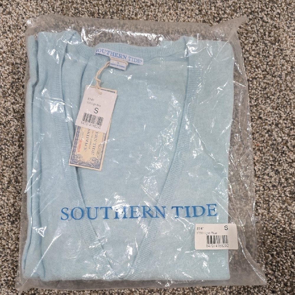 Southern Tide Sky Blue V-Neck Pullover